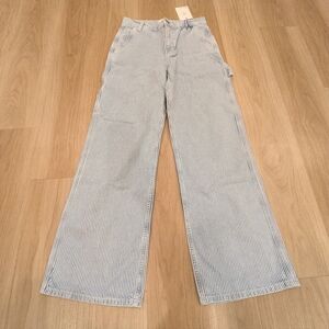 Reformation Mid Rise Baggy Utility Striped Blue Jeans Size 26